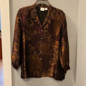 +vintage 80s metallic  print button down